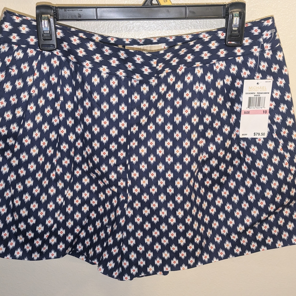 Navy and White Patterned Women's Shorts